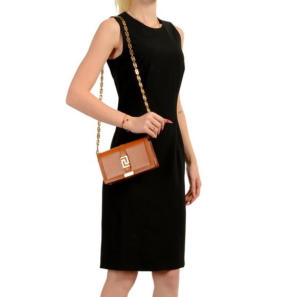 Versace Women's 100% Leather Greca Goddess Wallet On Chain Small Shoulder Bag - Picture 8 of 8